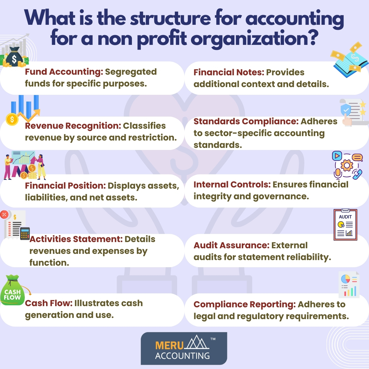 What is the structure for accounting for a non profit organization1250 by 1250